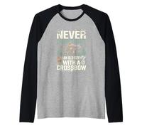 Never Underestimate an Old Guy with A Crossbow Hunting Raglan Baseball Tee