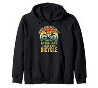Never Underestimate an Old Lady On A Bicycle Cycling Bike Zip Hoodie
