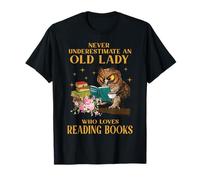 Never Underestimate An Old Lady Who Loves Reading Book Owl T-Shirt