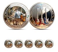 Never Underestimate An Old Man Coin, Passion Doesn’t Age Guitar Player Challenge Coin, Old Guitar Player Musical Legacy Collectible Token with Guitars Design, Gift for Music Lover (5PCS)