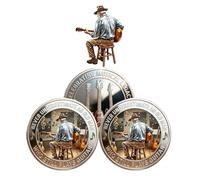 Never Underestimate an Old Man Commemorative Coin, Humorous Aging Milestone Token, Sophisticated Collector Keepsake, Funny Novelty Gift for Dad, Grandpa, Husband Birthday and Holiday Present (3pcs)