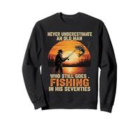 Never Underestimate an Old Man Fishing Seventies Sweatshirt