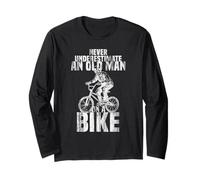Never Underestimate an Old Man on a Bike Skeleton Rides BMX Long Sleeve T-Shirt