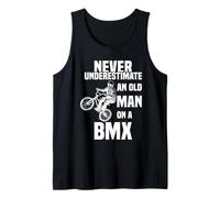 Never Underestimate an Old Man on a BMX Skeleton Drives BMX Tank Top