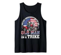 never underestimate an old man on a trike American flag Tank Top