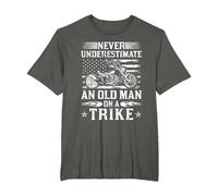 Never Underestimate an Old Man On A Trike Motorcycle T-Shirt, Men's Big and Tall, Asphalt Grey, 2X Tall