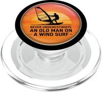 Never Underestimate An Old Man On A Wind Surf Windsurfer Men PopSockets PopGrip for MagSafe