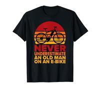 Never Underestimate An Old Man On An E-Bike Funny Vintage T-Shirt