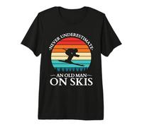 Never Underestimate an Old Man On Skis - Vintage Sunset Premium T-Shirt