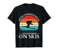 Never Underestimate An Old Man On Skis - Vintage Sunset T-Shirt