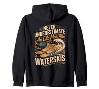 Never Underestimate an Old Man on Water Skis Water Skiing Zip Hoodie