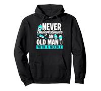 Never Underestimate An Old Man Phlebotomy Phlebotomist Pullover Hoodie
