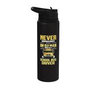 Never Underestimate an Old Man School Bus Driver Funny Stainless Steel Insulated Water Bottle