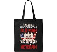 Never Underestimate An Old Man Who Defended Your Country Natural Ecological Cotton Tote Bag Black