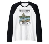 Never Underestimate an Old Man Who Goes Fishing in His 80s Raglan Baseball Tee