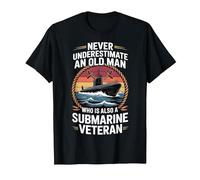 Never Underestimate an Old Man Who is A Submarine Veteran T-Shirt, Men, Black, 3X-Large