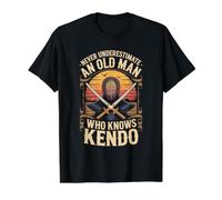 Never Underestimate an Old Man Who Knows Kendo Kendoka Arts Value Graphic T-Shirt, Men, Black, L