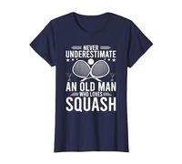 Never Underestimate an Old Man Who Loves Squash T-Shirt, Women, Navy Blue, 3X-Large