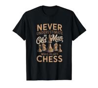 Never Underestimate an Old Man Who Plays Chess Value Graphic T-Shirt, Men, Black, XL