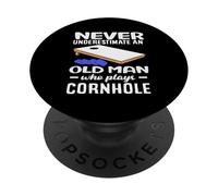Never Underestimate An Old Man Who Plays Cornhole Lover PopSockets Adhesive PopGrip