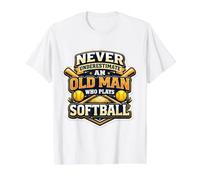 Never Underestimate an Old Man Who Plays Softball Men Player Value Graphic T-Shirt, Men, White, XL