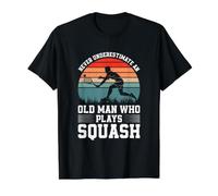 Never Underestimate an Old man who Plays Squash Player Value Graphic T-Shirt, Men, Black, XL