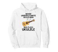 Never Underestimate An Old Man Who Plays Ukulele, Uke Player Pullover Hoodie