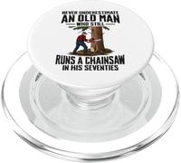 Never Underestimate An Old Man Who Runs A Chainsaw 70 Years PopSockets PopGrip for MagSafe
