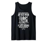 Never Underestimate an Old Man Who Still Plays Drums in 70s Tank Top
