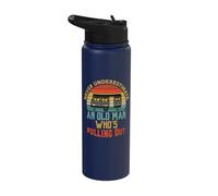 Never Underestimate an Old Man Who's Pulling Out RV Camping Stainless Steel Insulated Water Bottle
