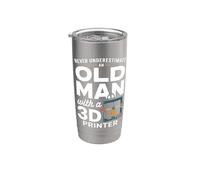 Never Underestimate an Old Man with a 3D Printer Stainless Steel Insulated Tumbler