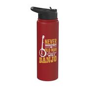 Never Underestimate an Old Man with A Banjo Funny Bluegrass Stainless Steel Insulated Water Bottle