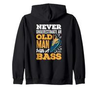 Never Underestimate An Old Man With A Bass Zip Hoodie