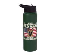 Never Underestimate an Old Man with A Belgian Malinois Stainless Steel Insulated Water Bottle