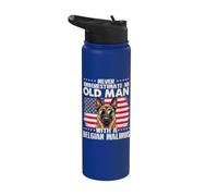 Never Underestimate an Old Man with A Belgian Malinois Stainless Steel Insulated Water Bottle