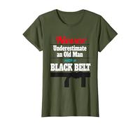 Never Underestimate an Old Man with a Black Belt T-Shirt, Women, Olive Green, X-Small