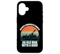 NEVER UNDERESTIMATE AN OLD MAN WITH A BOAT Funny Meme Case for iPhone 16