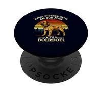 Never Underestimate An Old Man With A Boerboel Funny Retro PopSockets Adhesive PopGrip