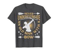 Never Underestimate an Old Man with A Bow Archery Archer Men T-Shirt, Men, Dark Heather Grey, 4X-Large
