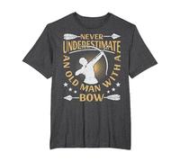 Never Underestimate an Old Man with A Bow Archery Archer Men T-Shirt, Men's Big and Tall, Dark Heather Grey, 4X Tall
