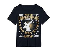 Never Underestimate an Old Man with A Bow Archery Archer Men T-Shirt, Women's Plus, Black, 4X