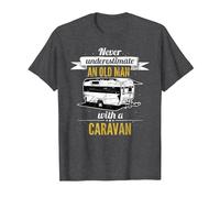 Never Underestimate an Old Man with a Caravan T-Shirt, Men, Dark Heather Grey, 4X-Large