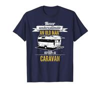 Never Underestimate an Old Man with a Caravan T-Shirt, Men, Navy Blue, X-Large
