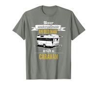 Never Underestimate an Old Man with a Caravan T-Shirt, Men, Olive Heather, Medium