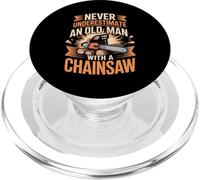Never Underestimate An Old Man With A Chainsaw Logging PopSockets PopGrip for MagSafe