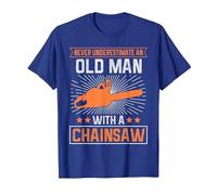 Never Underestimate an Old Man with a Chainsaw T-Shirt, Men, Royal Blue, Medium