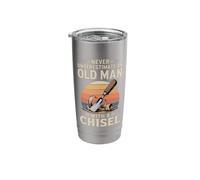 Never Underestimate an Old Man with A Chisel Woodworking Stainless Steel Insulated Tumbler