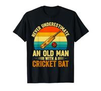 Never Underestimate an Old Man with a Cricket Bat T-Shirt