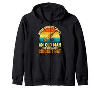 Never Underestimate an Old Man with a Cricket Bat Zip Hoodie
