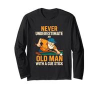 Never Underestimate an Old Man with A Cue Stick Pool Billard Long Sleeve T-Shirt